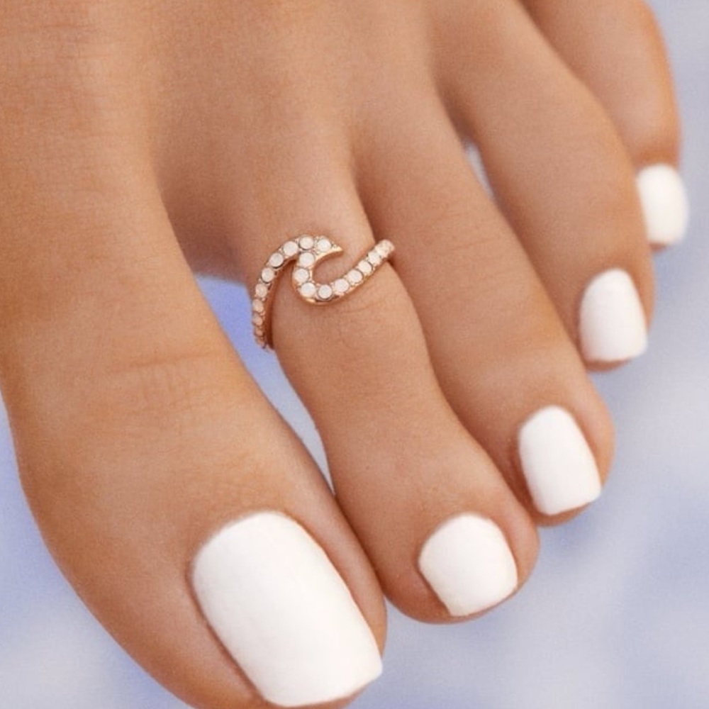 PURA VIDA Rose Gold Opal Stone Wave Toe Ring NEW
